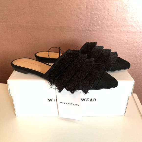 Who What Wear Shoes - Who what wear black fringe Annie mule 6.5 Nwt